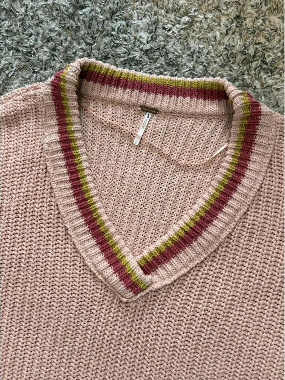 Free People Clyde Oversized Slouchy Sweater Vest Knit Coral Pink Women's Size XS - Picture 6 of 11